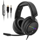 Jeecoo Stereo Gaming Headset for PS4, Xbox One S - Noise Cancelling Over Ear Headphones with Microphone - LED Light Soft Earmuffs Bass Surround