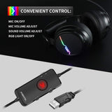 Jeecoo USB Pro Gaming Headset for PC- 7.1 Surround Sound Headphones with Noise Cancelling Mic- Memory Foam Ear Pads RGB Lights for Laptops