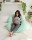 PharMeDoc Pregnancy Pillow with Jersey Cover, C Shaped Full Body Pillow - Mint Green