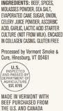 Vermont Smoke & Cure Meat Sticks, Beef, Antibiotic Free, Gluten Free, BBQ, 1oz Stick, 24 Count