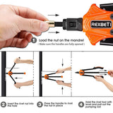 REXBETI 14" Auto Pumping Rod Rivet Nut Tool, Professional Rivet Setter Kit with 7 Metric&SAE Mandrels and 70pcs Rivnuts, Upgraded Labor-Saving Design