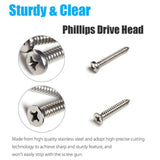 Self Tapping Screws Assortment Set, M3/M4/M5/M6 304 Stainless Steel Sheet Metal Screws Kit,Assortment 570pcs (285pcs Round Head and 285pcs Flat Head)
