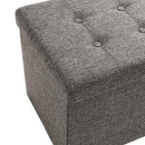 Foldable Tufted Storage Bench Ottoman Footrest Chest Coffee Table Trunk, 2-Pack, Charcoal Gray