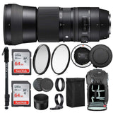 Sigma 150-600mm 5-6.3 Contemporary DG OS HSM Lens for Canon DSLR Cameras 745101 w/USB Dock + Two 64GB SD Card Advanced Photo & Travel Bundle