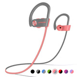 LETSCOM Bluetooth Headphones IPX7 Waterproof, Wireless Sport Earphones, HiFi Bass Stereo Sweatproof Earbuds w/Mic, Noise Cancelling Headset PinkGrey