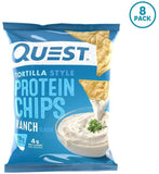 Quest Nutrition Tortilla Style Protein Chips, Ranch, Low Carb, Gluten Free, Baked, 8 Count