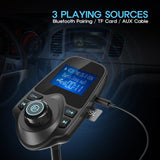 Nulaxy Bluetooth Car FM Transmitter Audio Adapter Receiver Wireless Hands Free Car Kit W 1.44 Inch Display - KM18 Black