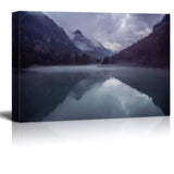 Canvas Wall Art - Black Mountains and Reflections on The Lake