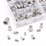 Glarks 180Pcs 304 Stainless Steel Flat Head Threaded Rivetnut Insert Nutsert Rivet Nut Assortment Kit - M3 M4 M5 M6 M8 M10