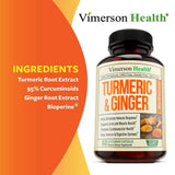Turmeric Curcumin with Ginger and Bioperine. Vegan Joint Pain Relief, Anti-Inflammatory, Antioxidant, Anti-Aging Supplement with 10 milligrams