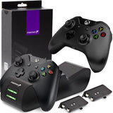 Fosmon Dual Controller Charger Compatible with Xbox One, One X, One S, (Dual Slot) High Speed Docking Charging Station with 2X Battery Packs (Black)