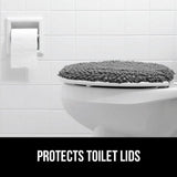 Gorilla Grip Original Shag Chenille Bath Rug Toilet Lid Cover, 19.5 Inchx18.5 Inch Large Size, Machine Washable, Ultra Soft Plush Fabric Covers