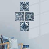 Bedroom Decor Canvas Wall Art Indigo Flower Pattern Prints Bathroom Abstract Pictures 14x14 Each Panel