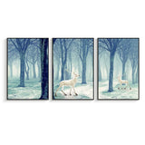 Framed Canvas Wall Art for Living Room, Bedroom White Deer in Forest Canvas Prints