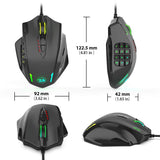Redragon M908 Impact RGB LED MMO Mouse with Side Buttons Laser Wired Gaming Mouse with 12,400DPI, High Precision, 19 Programmable Mouse Buttons