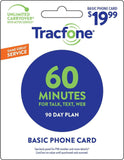 Tracfone 60 Minute Card + 90 days of Service - Airtime Card Refill - PIN # Number