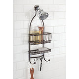 iDesign York Metal Wire Hanging Shower Caddy, Extra Wide Space for Shampoo, Conditioner, and Soap with Hooks , 10" x 4" x 22", Bronze
