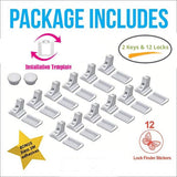 Eco-Baby Child Safety Magnetic Cabinet and Drawer Locks for Proofing Kitchen 12 Pack Child Latches