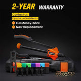 REXBETI 14" Auto Pumping Rod Rivet Nut Tool, Professional Rivet Setter Kit with 7 Metric&SAE Mandrels and 70pcs Rivnuts, Upgraded Labor-Saving Design