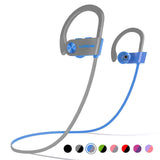 LETSCOM Bluetooth Headphones IPX7 Waterproof, Wireless Sport Earphones, HiFi Bass Stereo Sweatproof Earbuds w/Mic, Noise Cancelling Headset BlueGray