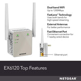 NETGEAR WiFi Range Extender EX6120 - Coverage up to 1200 sq.ft. and 20 devices