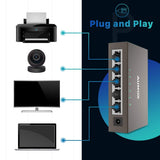 Aumox 5 Port Gigabit Ethernet Network Switch, Desktop, Unmanaged Ethernet Splitter, Durable Metal Casing