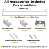 hunhun 10-Pack 3.3ft/1Meter U Shape LED Aluminum Channel System With milky Cover, End Caps and Mounting Clips, Aluminum Profile for LED
