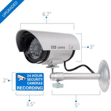 WALI Bullet Dummy Fake Surveillance Security CCTV Dome Camera Indoor Outdoor with 1 LED Light, Warning Alert Sticker Decals (TC-S4), 4 Packs, Silver