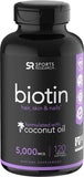 Biotin Infused with Organic Virgin Coconut Oil - (120 Veggie-softgels) (5000mcg)