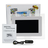 7 Inch TFT LCD Screen Digital Photos Display Frame with Calendar Support Tf Sd/Sdhc/USB Flash Drives(White)- Support 32GB SD Card-【Upgrade Version】