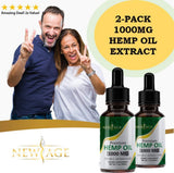 (2-Pack) Hemp Oil Extract for Pain & Stress Relief - 1000mg of Organic Hemp Extract - Grown & Made in USA - 100% Natural Hemp Drops