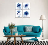 Blue Flickering Flower Modern Abstract Paintings Canvas Wall Art Gallery