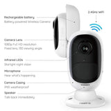 Reolink Argus 2+Solar Panel | Wireless Rechargeable Battery-Powered Solar Security Camera for Outdoor Home Surveillance,1080pHD 2-Way Audio Starlight
