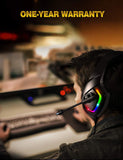 RUNMUS Gaming Headset PS4 Headset with 7.1 Surround Sound, Xbox One Headset with Noise Canceling Mic & RGB Light, Compatible w/ PS4, Xbox One