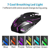 Wireless Gaming Mouse, Scettar Rechargeable Computer Gaming Mouse Unique Silent Click, 7 Breathing Led Light, 3 Adjustable DPI,Iron Plate