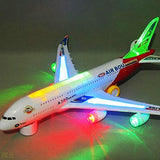 Toysery Airplane Toys for Kids with Bump and Go Action - Airbus A380 Toy Planes for Boys and Girls with Flashing Lights, Real Jet Sound