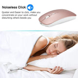 QIJIAYI 2.4GHz Wireless Bluetooth Mouse,Dual Mode Slim Rechargeable Wireless Mouse Silent USB Mice, 3 Adjustable DPI (Rose Gold)