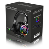 Nivava Gaming Headset for PS4, Xbox One, PC Headphones with Microphone LED Light Mic for Nintendo Switch Playstation Computer, K6(Black)