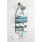 iDesign York Metal Wire Hanging Shower Caddy, Extra Wide Space for Shampoo, Conditioner, and Soap with Hooks , 10" x 4" x 22", Bronze