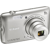 Nikon Coolpix A300 20.1MP 8x Optical Zoom NIKKOR WiFi Silver Digital Camera 26519B - (Renewed)