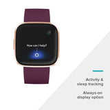 Fitbit Versa 2 Health & Fitness Smartwatch with Heart Rate, Music, Alexa Built-in, Sleep & Swim Tracking, Bordeaux/Copper Rose (S & L Bands Included)