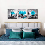 Canvas Wall Art for Bedroom Black and white landscape Blue rose flowers Bathroom Wall Decor