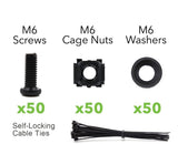 M6 x 16mm Rack Mount Cage Nuts, Screws and Washers for Rack Mount Server Cabinet, Rack Mount Server Shelves, Routers, 50 PACK Rack Mount Screws