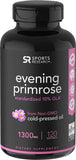 Evening Primrose Oil (1300mg) 120 Liquid Softgels ~ Cold-Pressed with No fillers or Artificial Ingredients ~ Non-GMO & Gluten Free