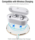 TOZO T10 Bluetooth 5.0 Wireless Earbuds with 【Wireless Charging Case】 IPX8 Waterproof TWS Stereo Headphones in-Ear Built-in Mic Headset [White]