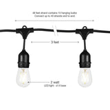 Waterproof LED Outdoor String Lights - Hanging, Dimmable 2W Vintage Edison Bulbs