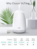 VicTsing 150ml Essential Oil Diffuser, 3rd Version Aromatherapy Diffusers Ultrasonic Cool Mist Humidifier A-White