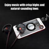 LETSCOM Bluetooth Headphones IPX7 Waterproof, Wireless Sport Earphones, HiFi Bass Stereo Sweatproof Earbuds w/Mic, Noise Cancelling Headset Redblack