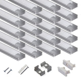 hunhun 20-Pack 3.3ft/1Meter U Shape LED Aluminum Channel System with Milky Cover, End Caps and Mounting Clips, Aluminum Profile for LED
