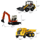 Heavy Duty Construction Site Play Set, Metal Tractor Toy, Dump Truck, Excavator, Digger, Compact Gift Toy for 3, 4, 5 Year Olds, Toddlers, Boys, Kids